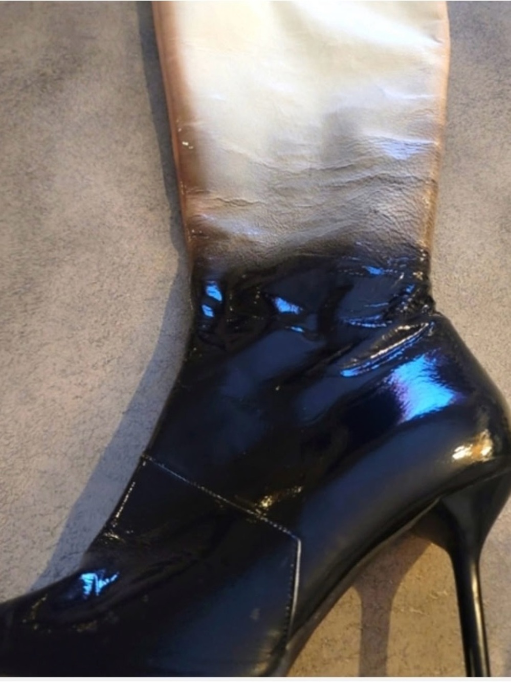 Donna piu Patent Black Stiletto Knee-High Boot